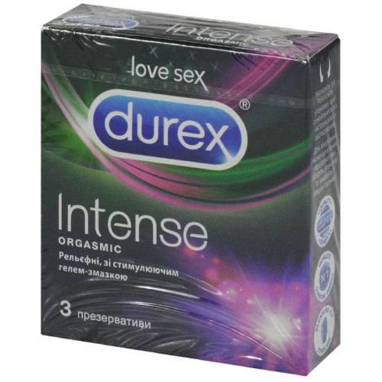 Презервативи Дюрекс (Durex) латексні з силіконовою змазкою Intense Orgasmic №3